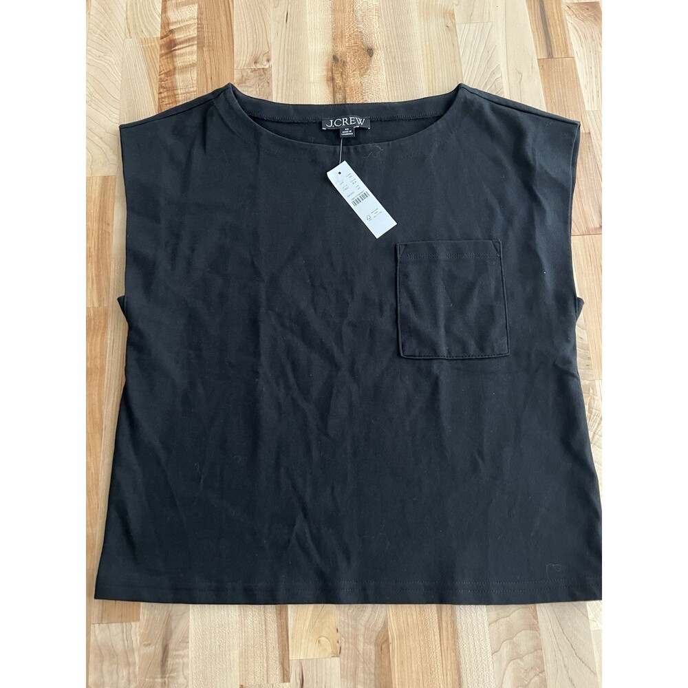 J.Crew Women's Mariner Jersey Boatneck Muscle Tee 100% Cotton Black XS, NWT